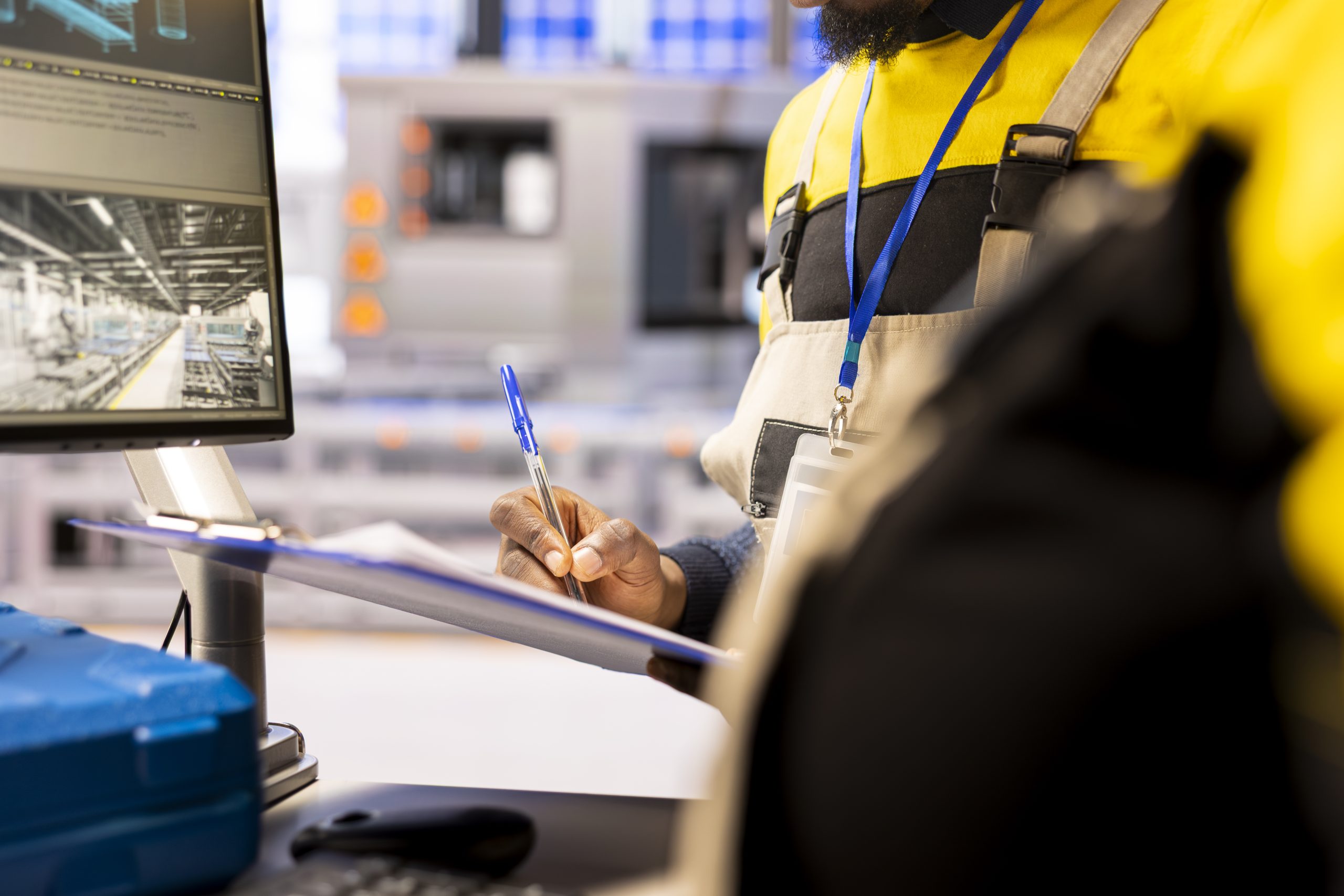 Professional engineer controls industrial automation system